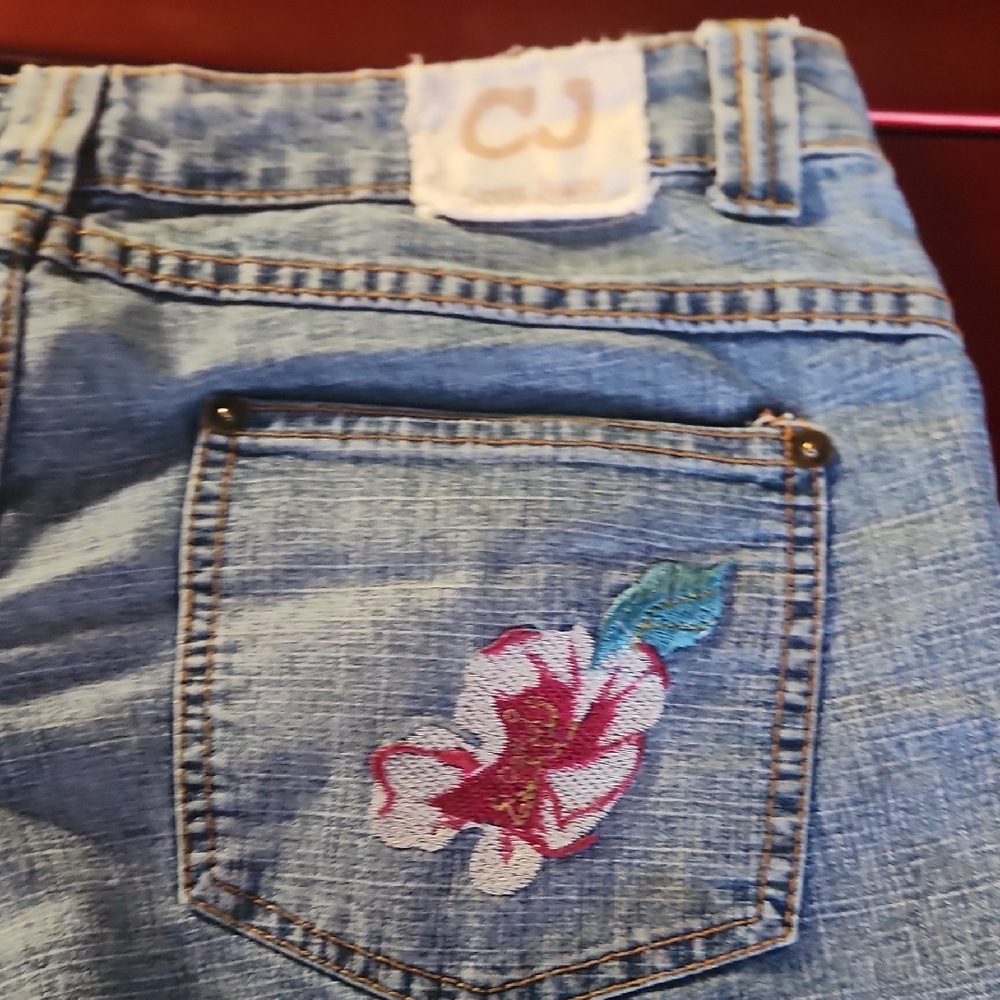 CJ Women's Light Blue Jeans with Floral Detail